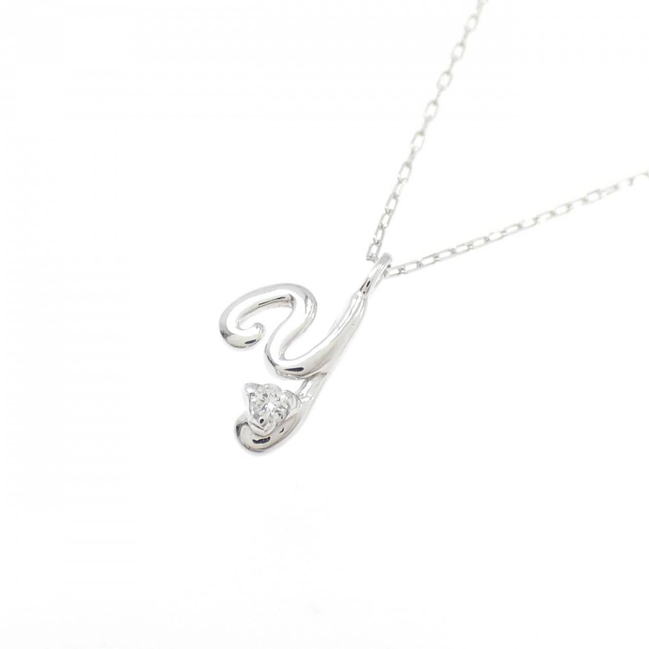 K10WG イニシャルY ダイヤモンド ネックレス 0.01CT