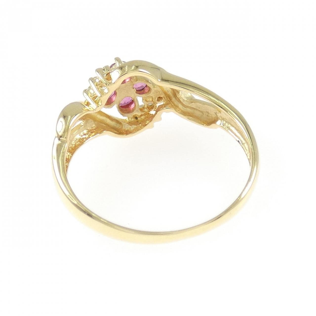 K18YG フラワー ルビー リング