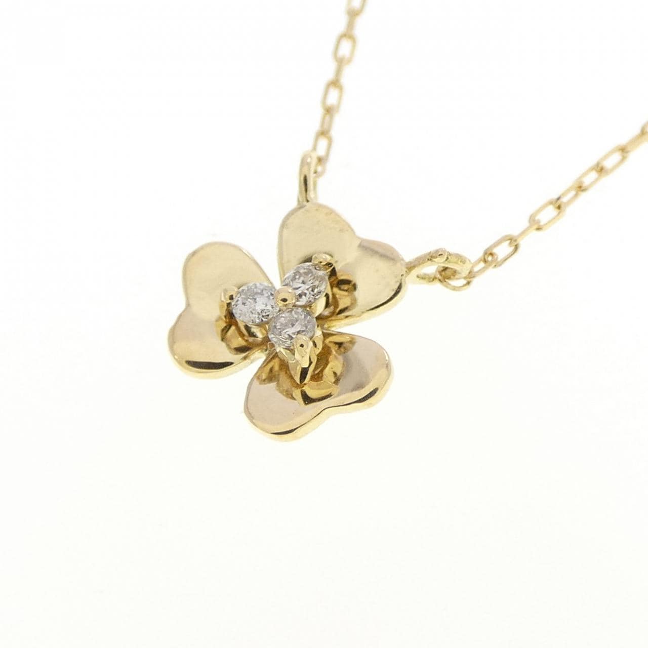 K18YG クローバー ダイヤモンド ネックレス 0.03CT
