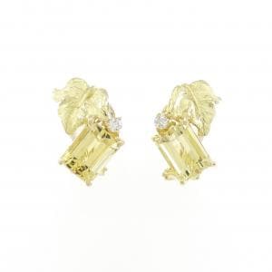 K18YG Leaf Beryl Earrings/Earrings 3.60CT