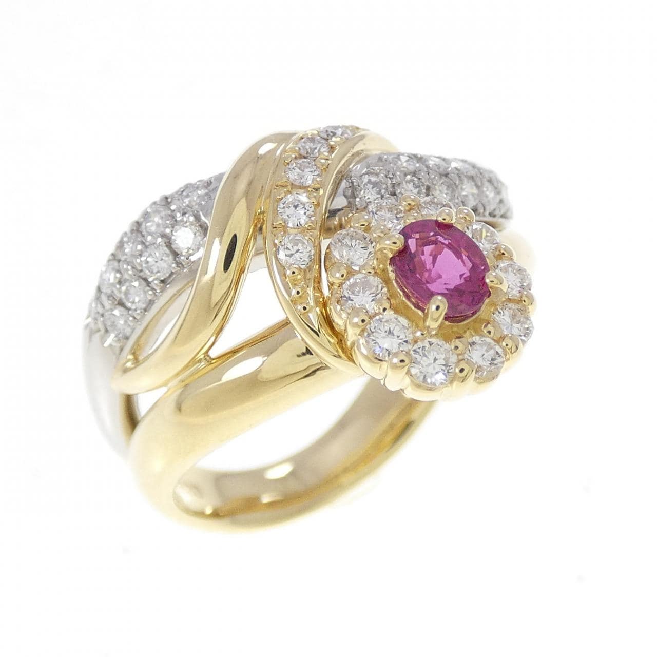 K18YG/PT900 ルビー リング 0.22CT