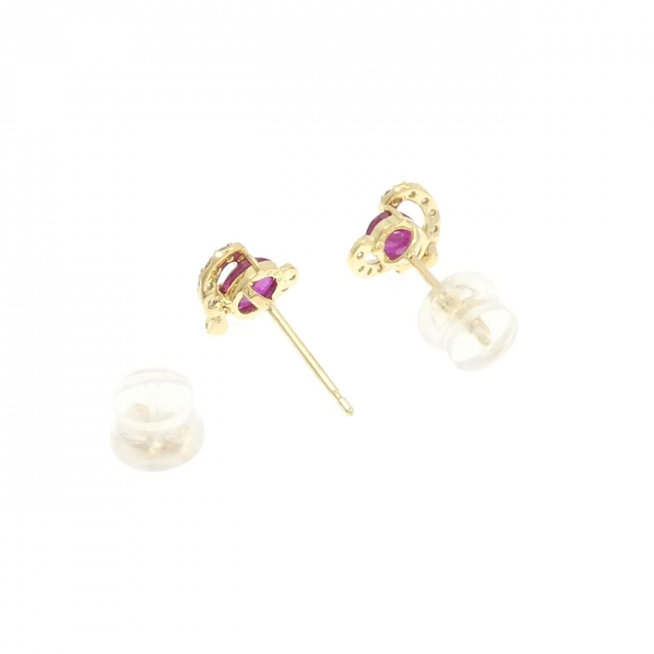 K18YG ハート ルビー ピアス 0.61CT