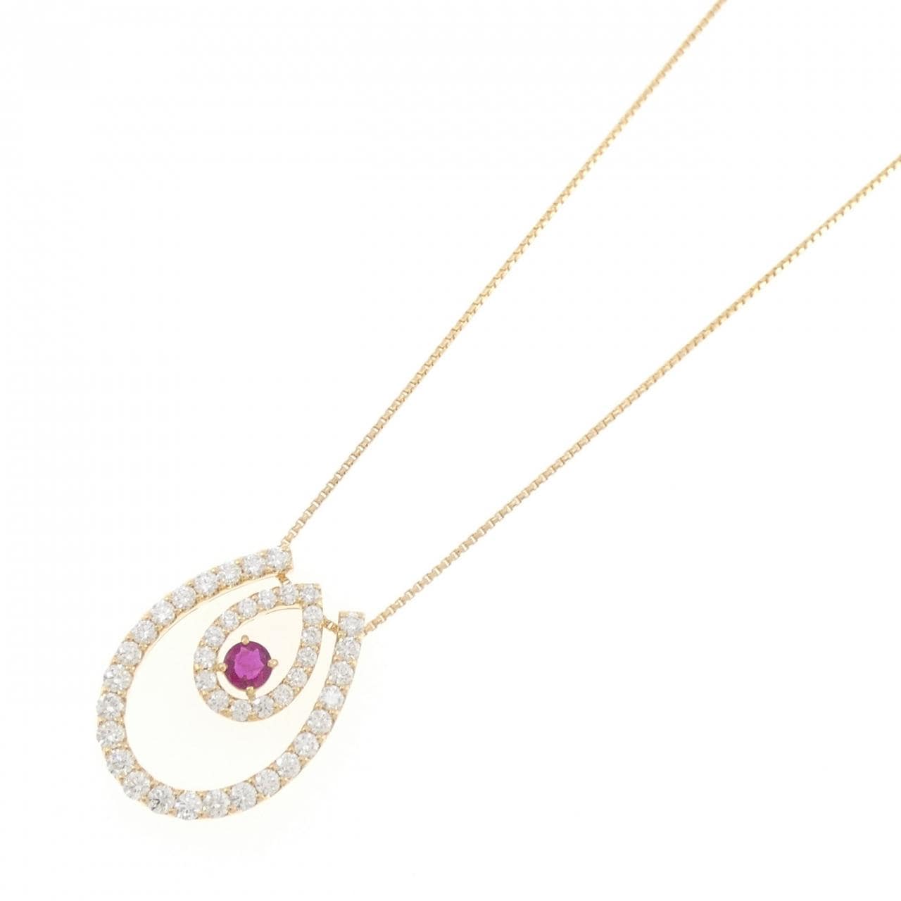 K18YG 2WAY ルビー ネックレス 0.39CT