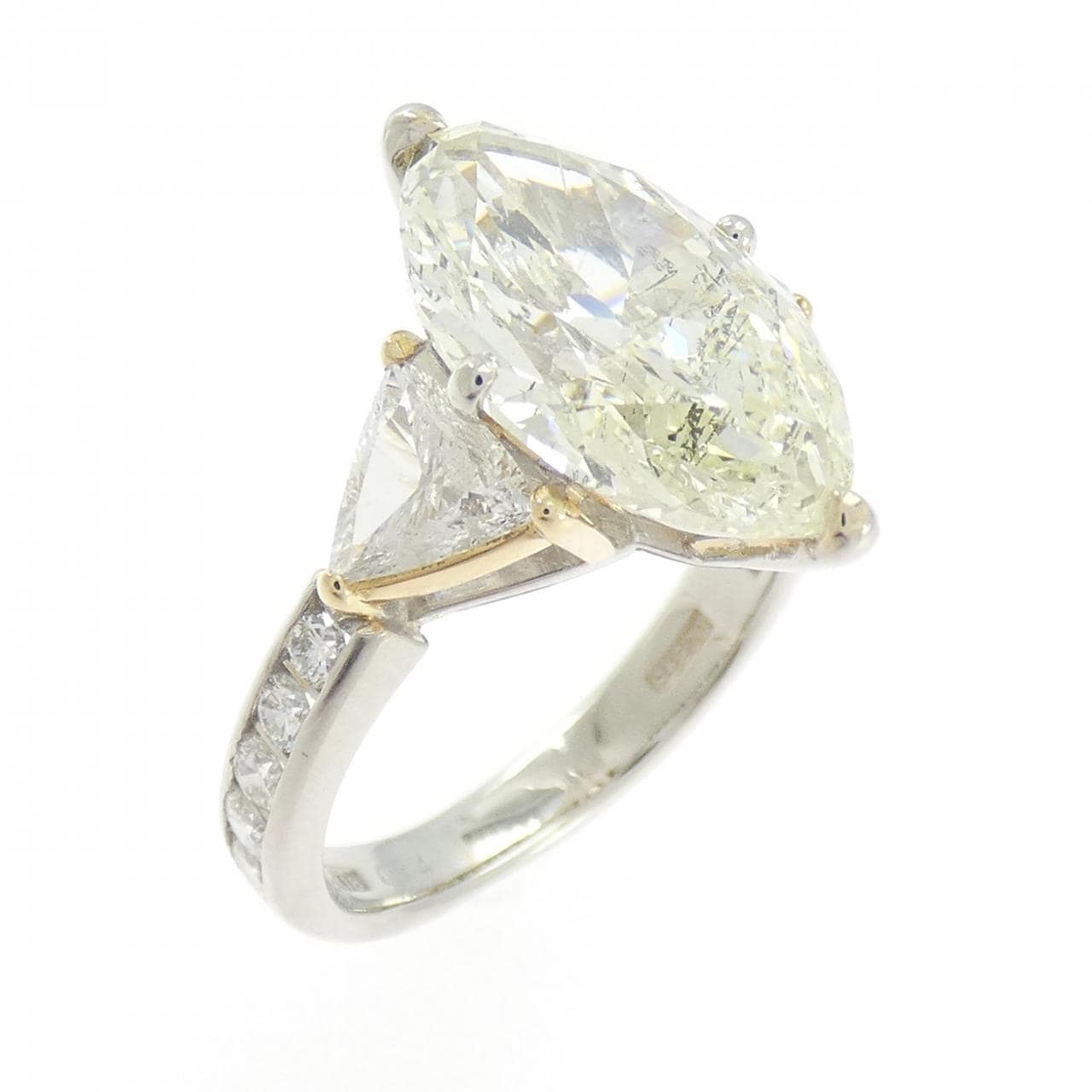 PT900/K18YG ダイヤモンド リング 4.06CT M I1 マーキスカット