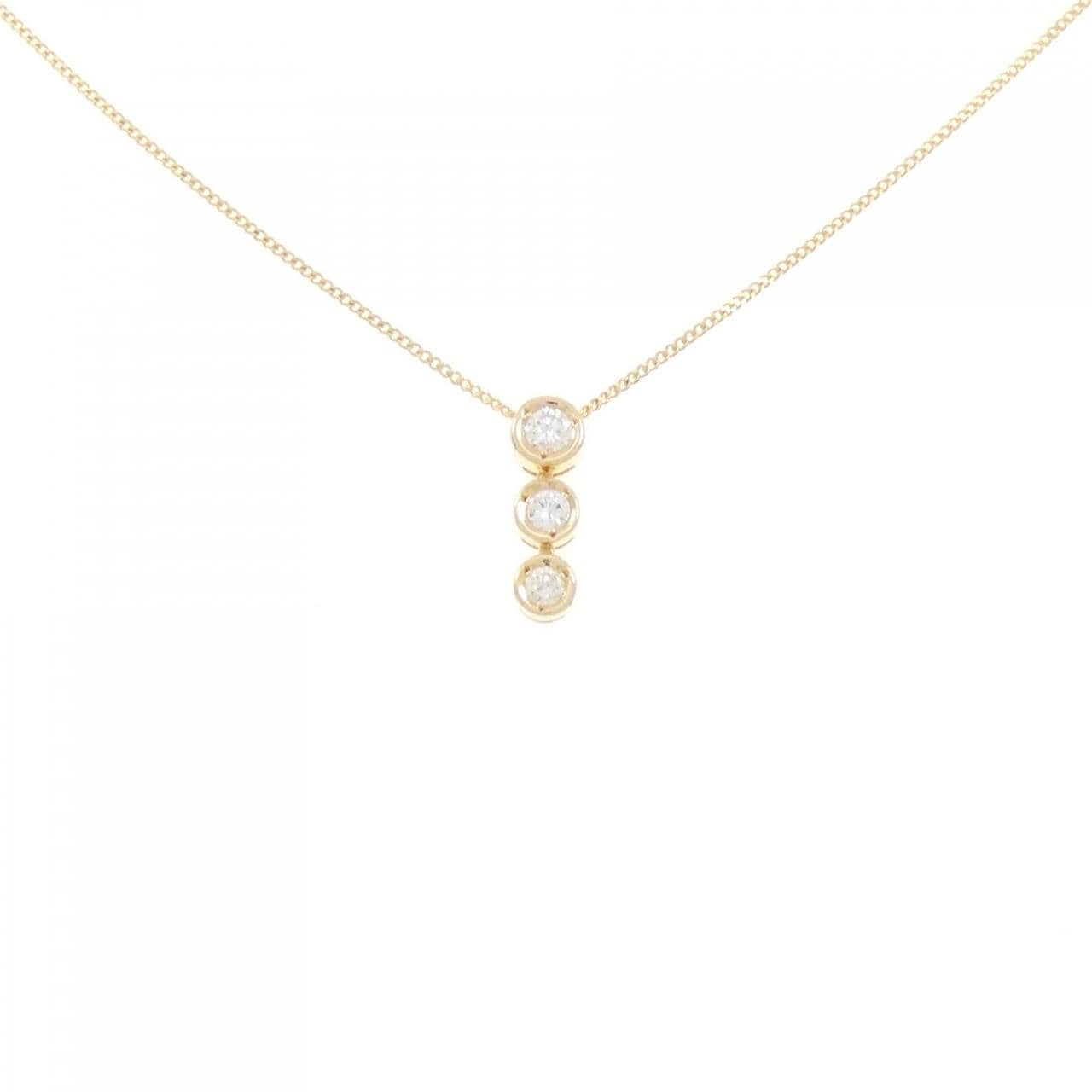 K18YG Three Stone Diamond Necklace 0.20CT