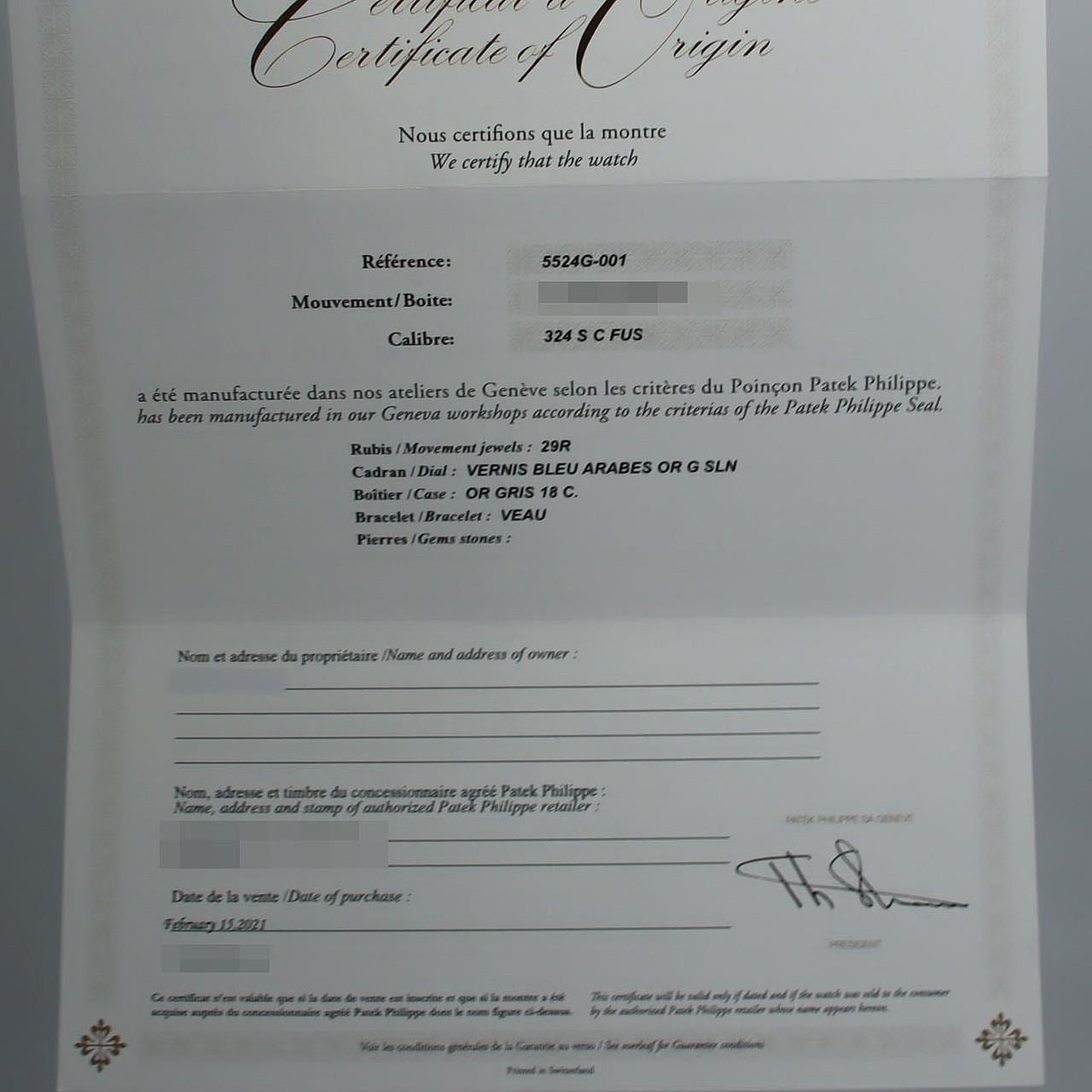 パテック･フィリップ カラトラバパイロットトラベルタイム WG 5524G-001 WG 自動巻