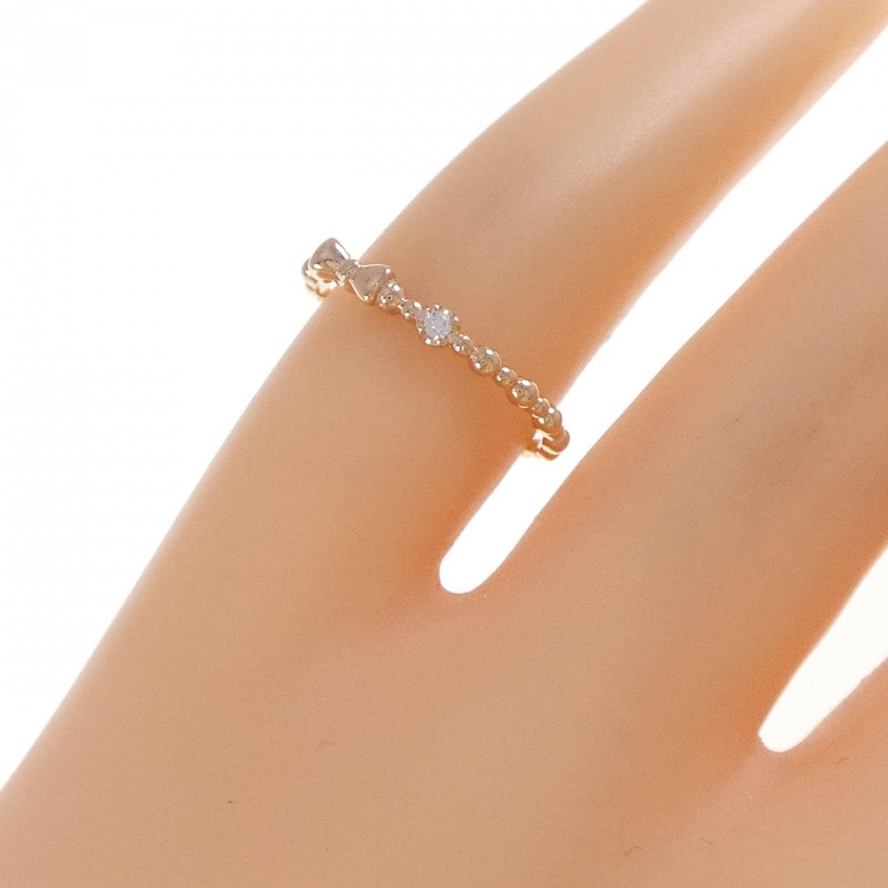 K10PG リボン ダイヤモンド ピンキーリング 0.01CT