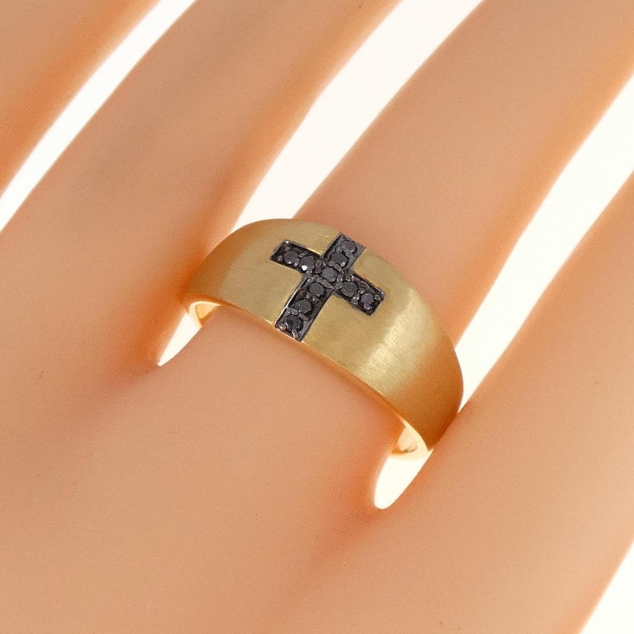 K18YG cross Diamond ring 0.10CT