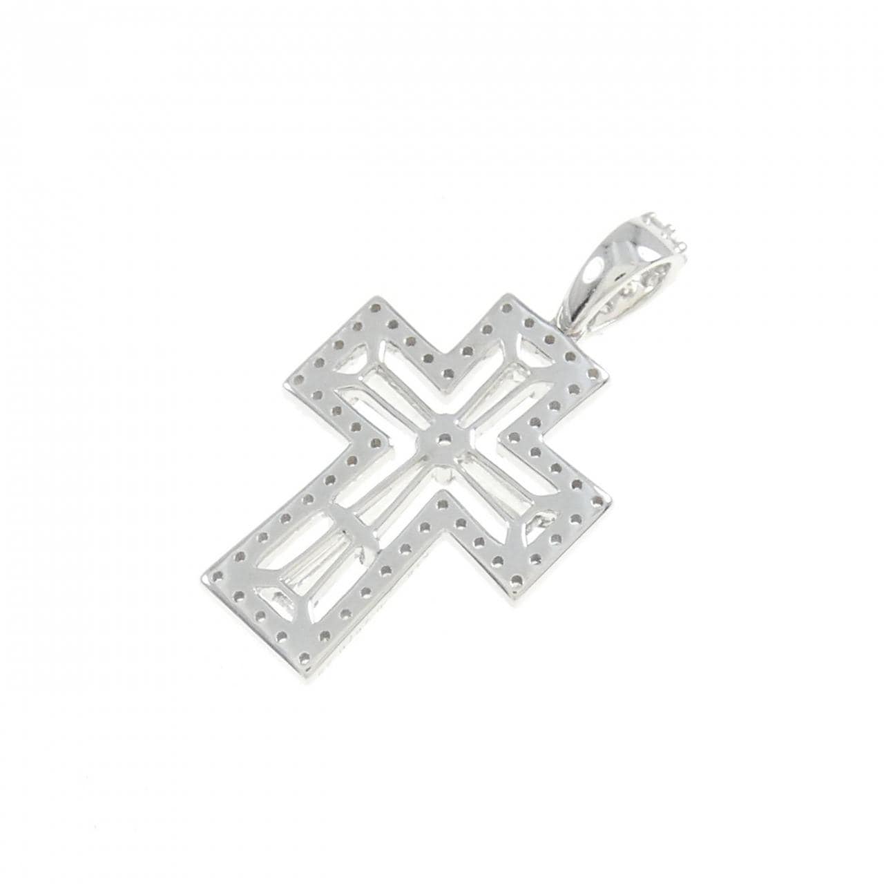 [BRAND NEW] K18WG Cross Diamond Pendant 0.26CT