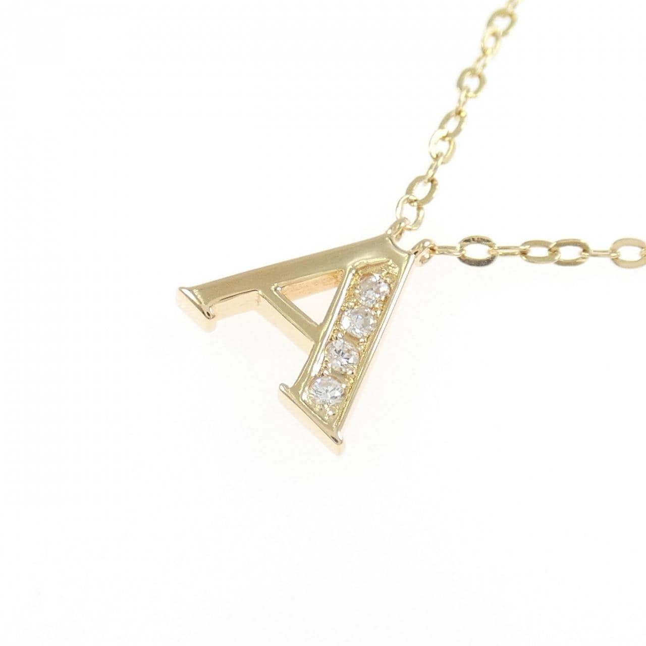 K18YG イニシャルA ダイヤモンド ネックレス