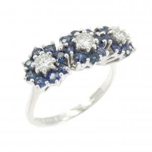 750WG フラワー サファイヤ リング