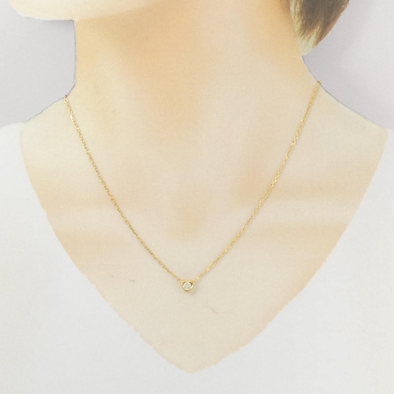 K18YG ハート ダイヤモンド ネックレス 0.18CT