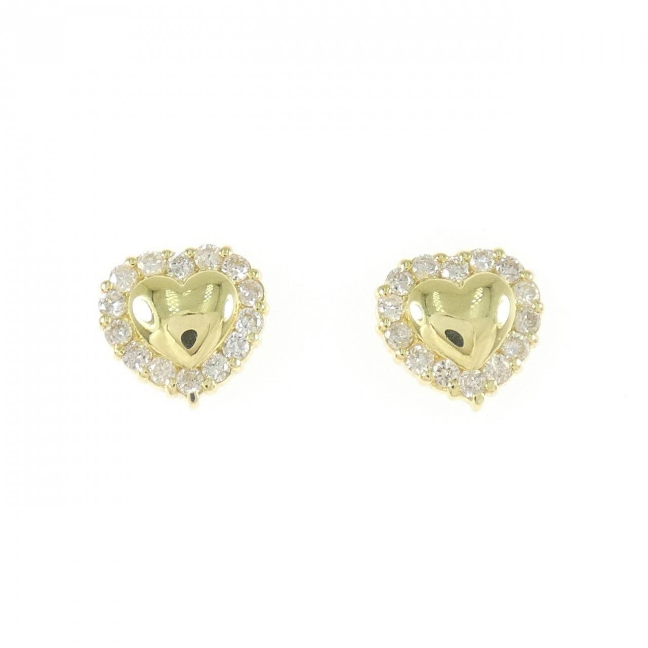 K18YG ハート ダイヤモンド ピアス 0.50CT