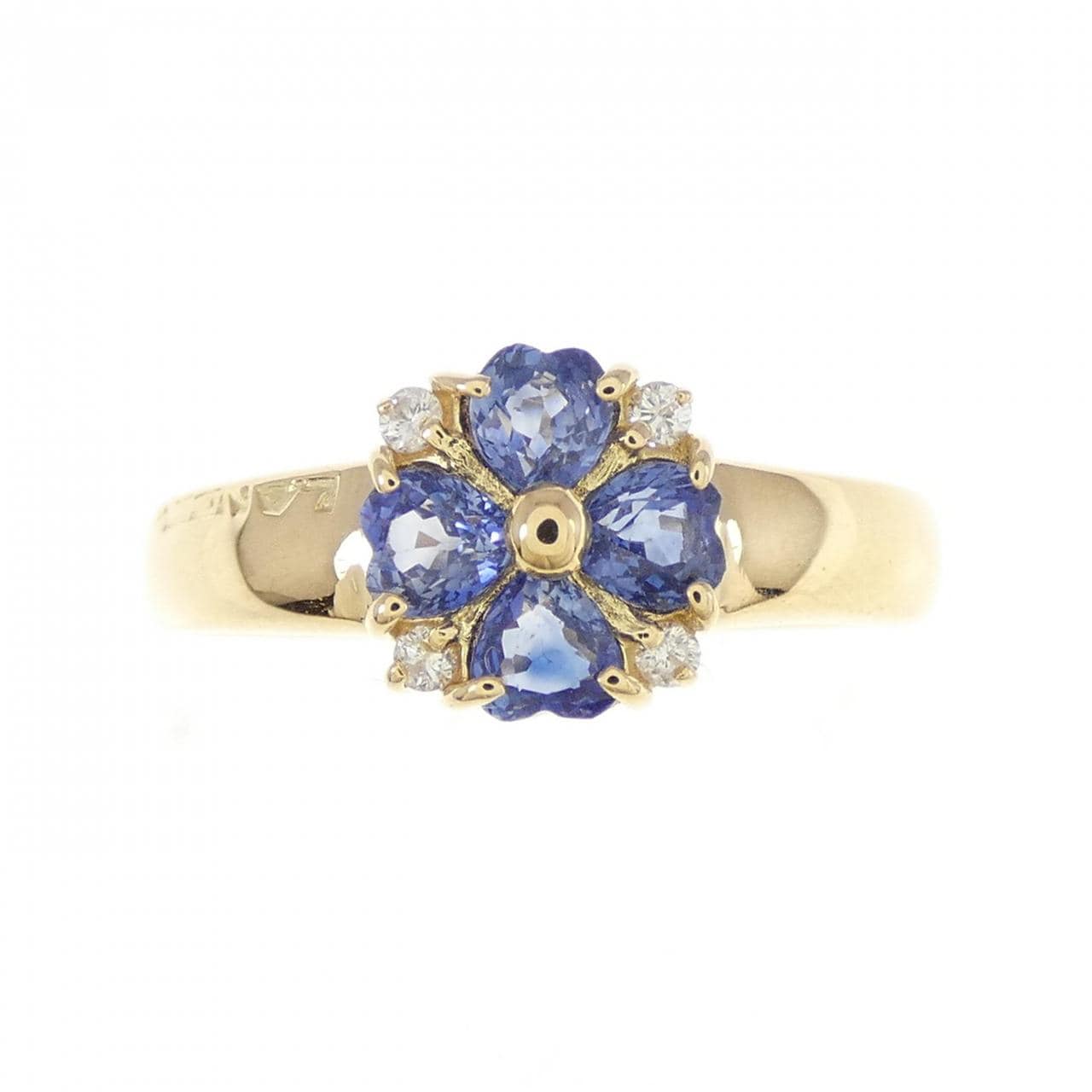 K18YG Heart x Flower Sapphire Ring 0.56CT