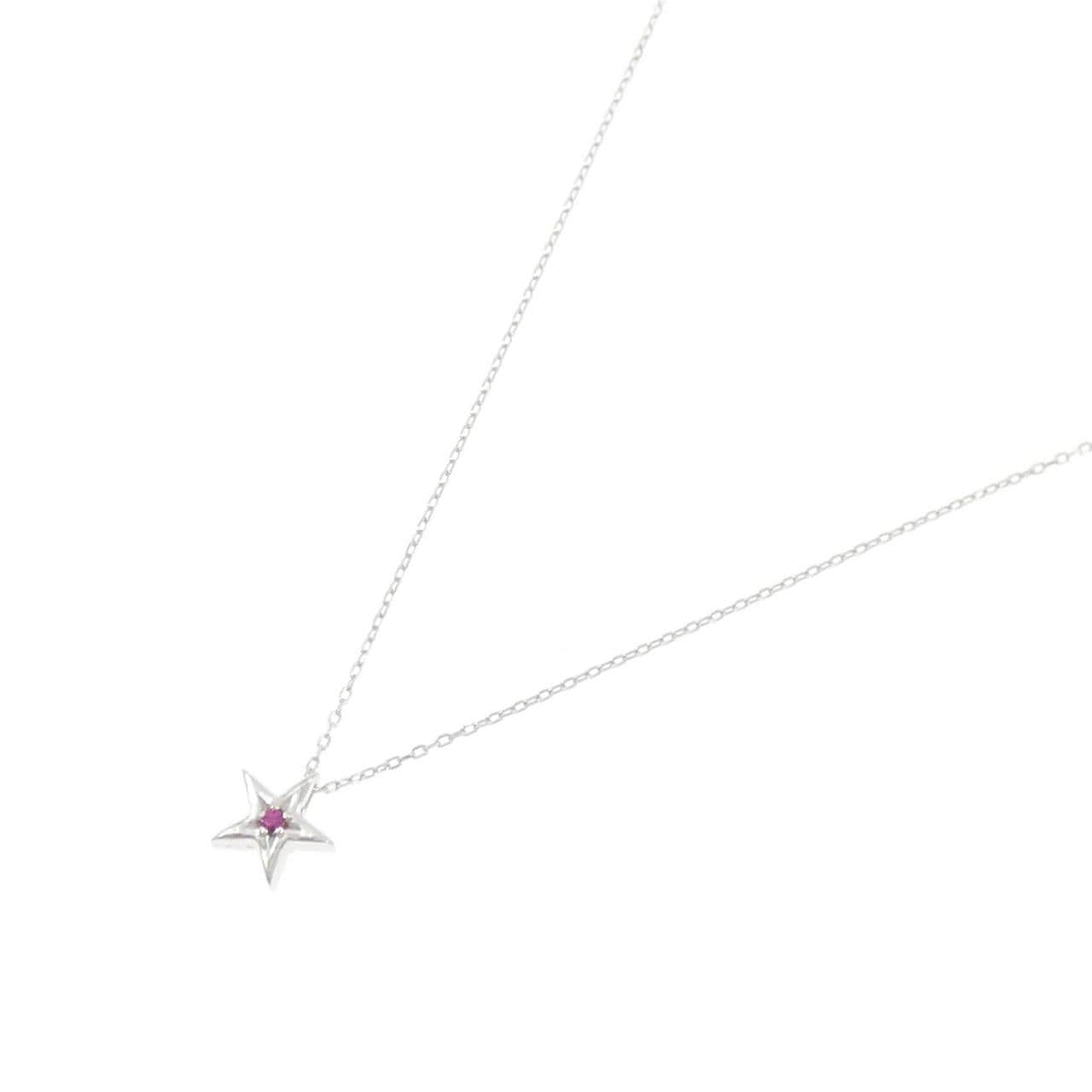 K18WG スター ルビー ネックレス
