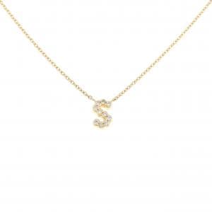 K18YG イニシャルS ダイヤモンド ネックレス