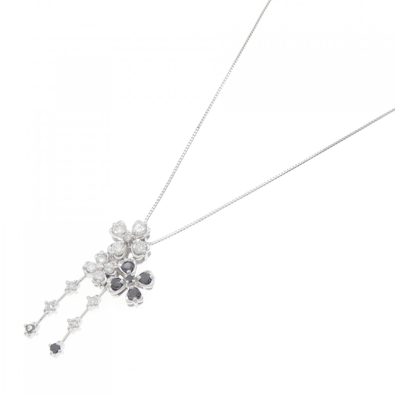 K18WG フラワー ダイヤモンド ネックレス 1.00CT