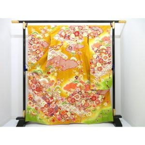 振袖　友禅金彩加工　刺繍入りボカシ染