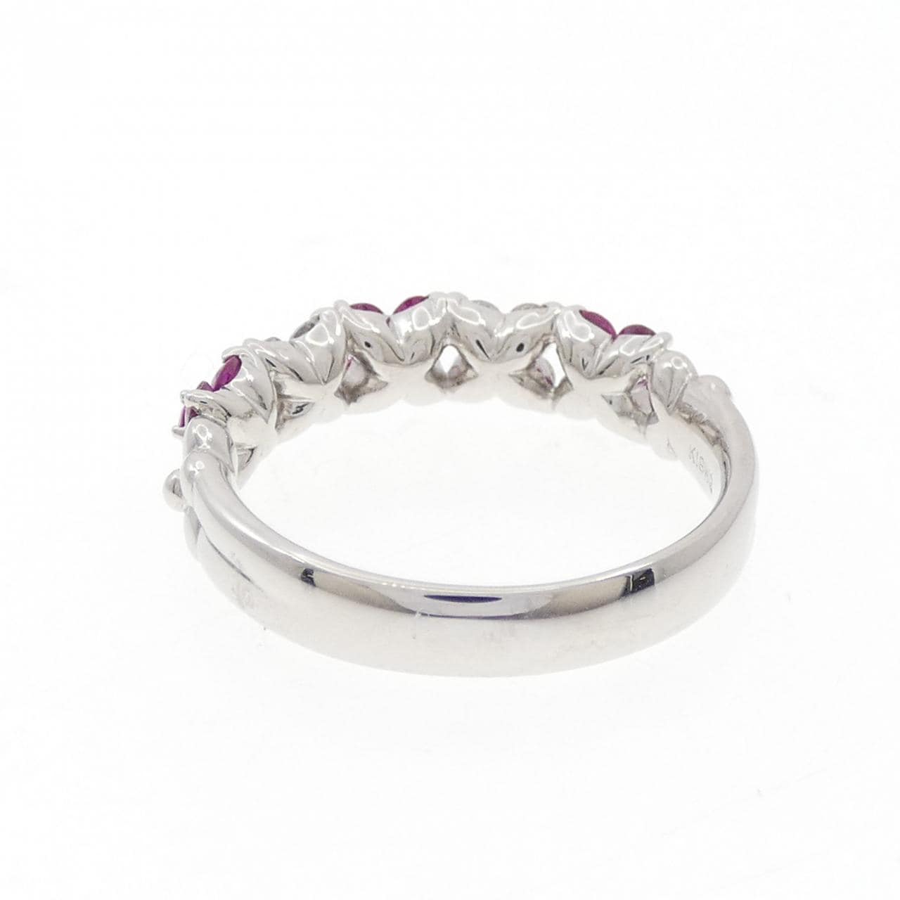 K18WG フラワー ルビー リング 0.78CT