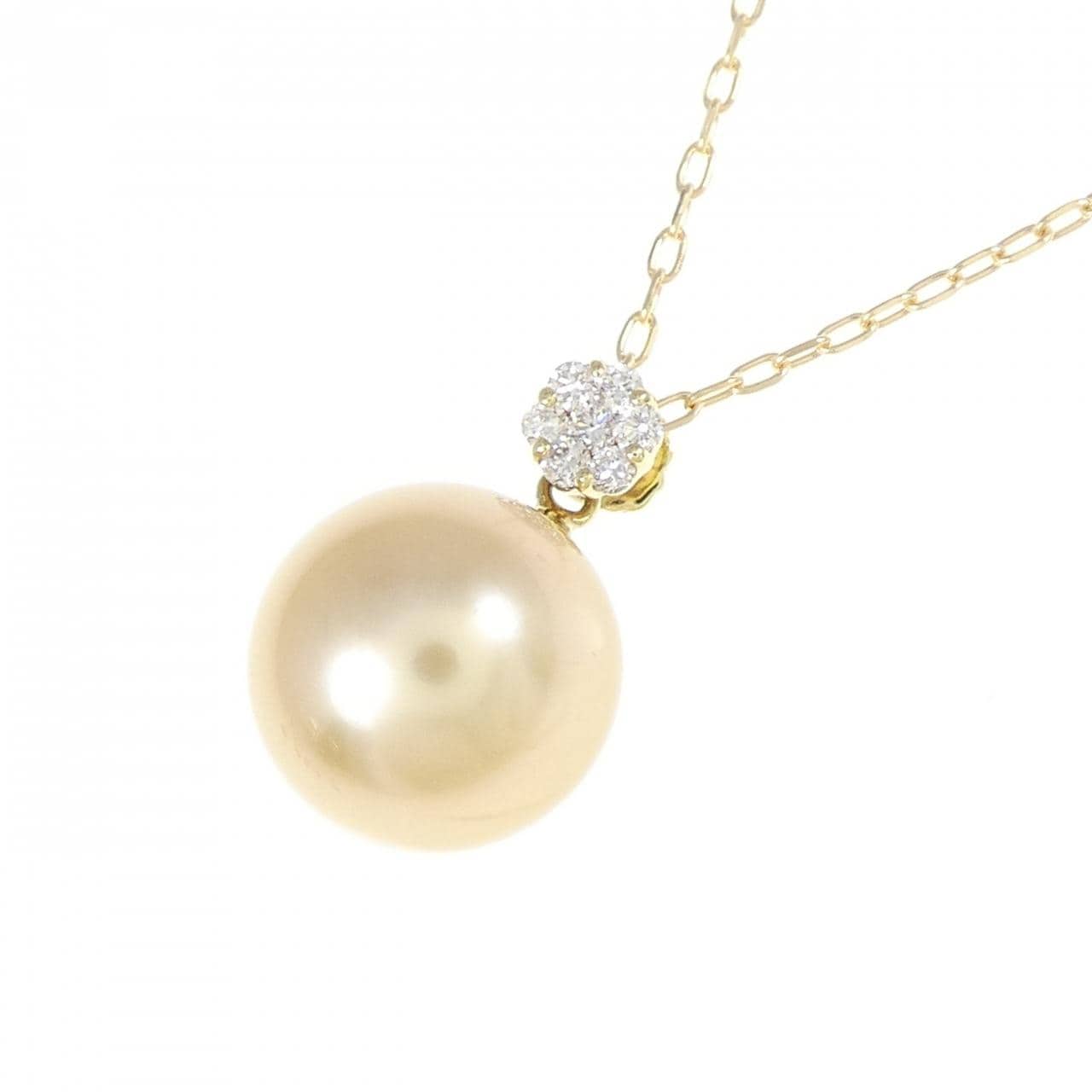 K18YG 白蝶パール ネックレス 9.8mm