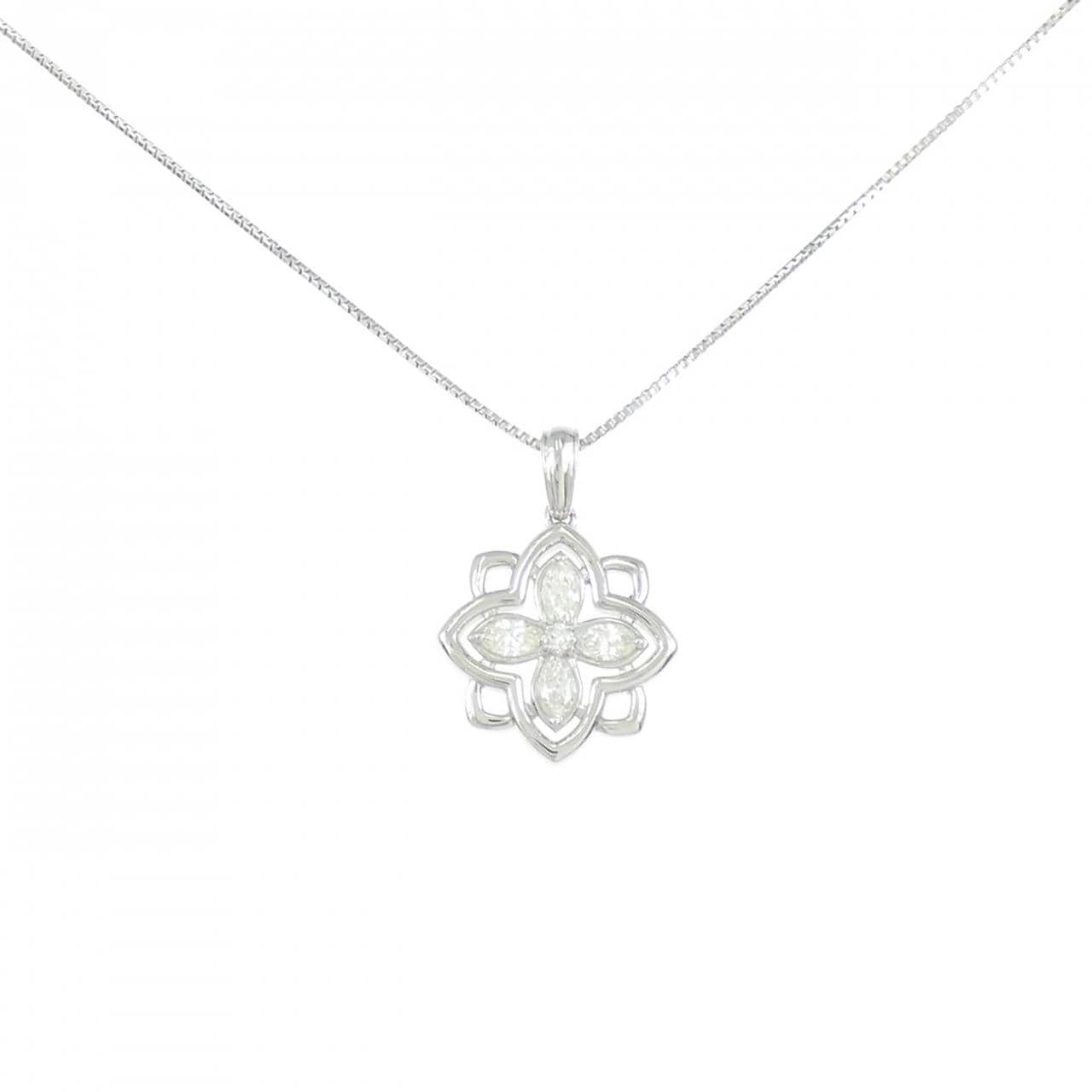 【新品】PT900/PT850 フラワー ダイヤモンド ネックレス 0.18CT