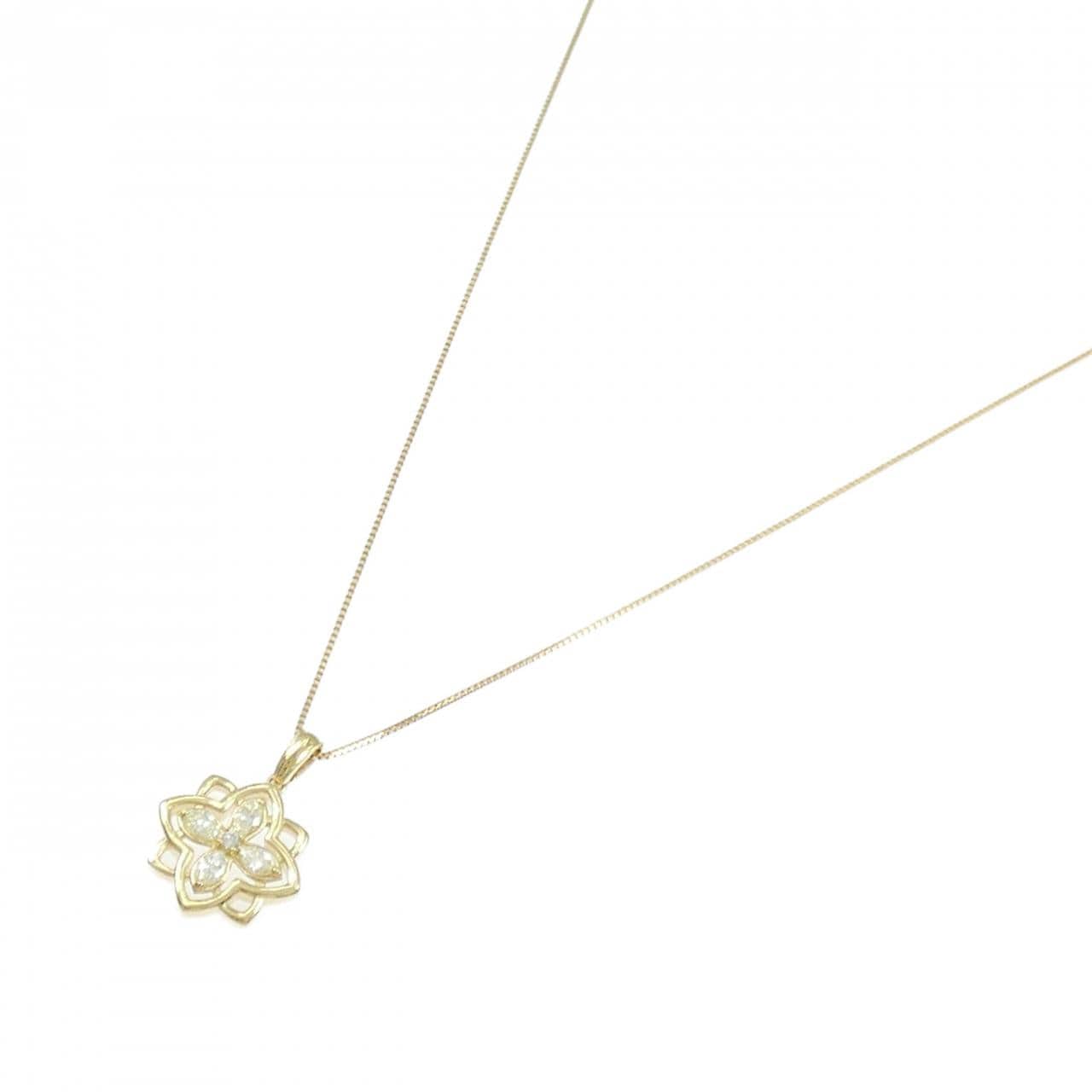 [新品] K18YG 花形钻石项链 0.18CT