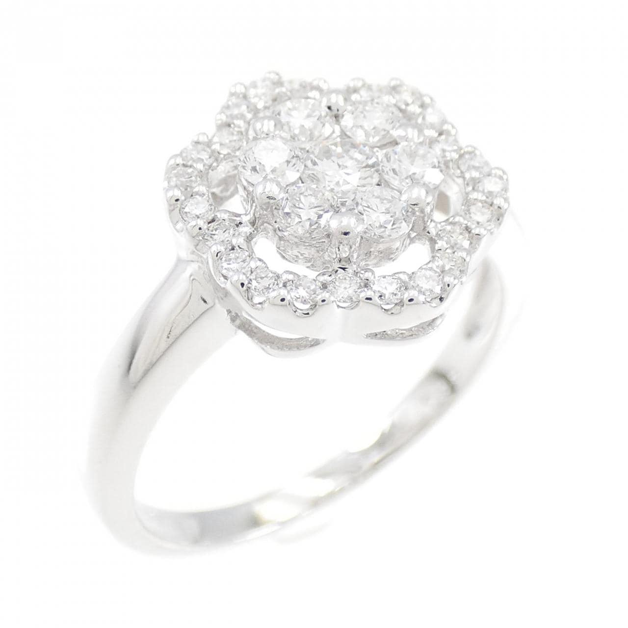 K18WG flower Diamond ring 0.45CT