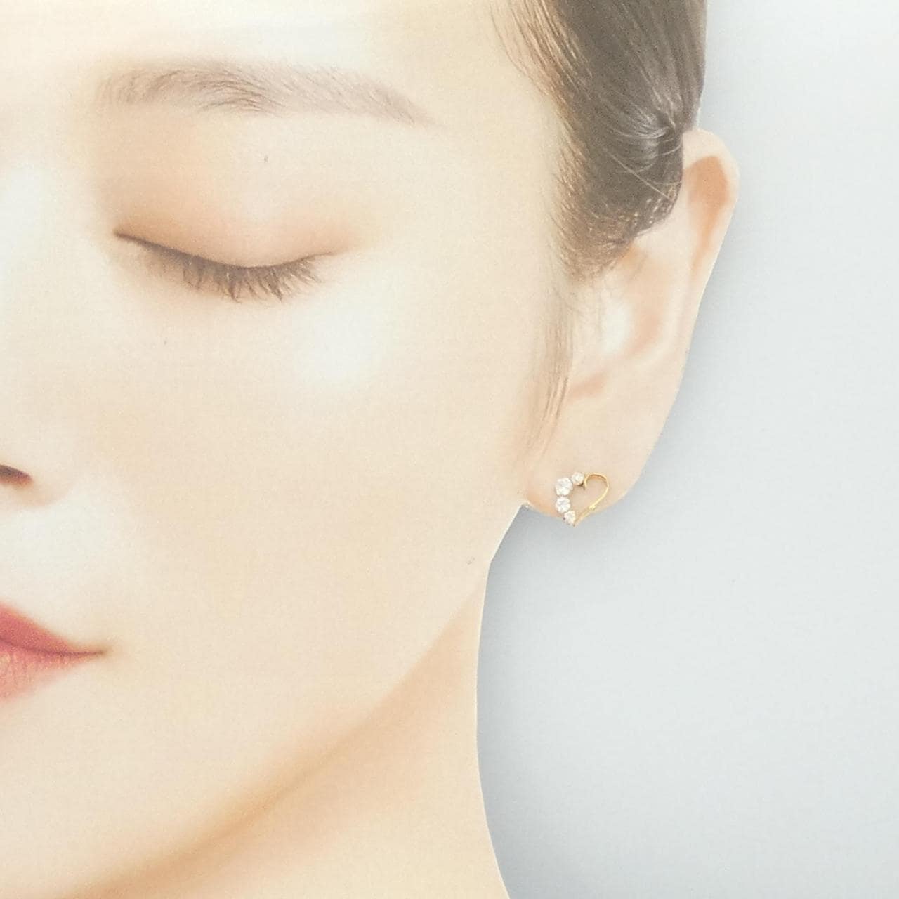 K18YG ハート キュービック ピアス