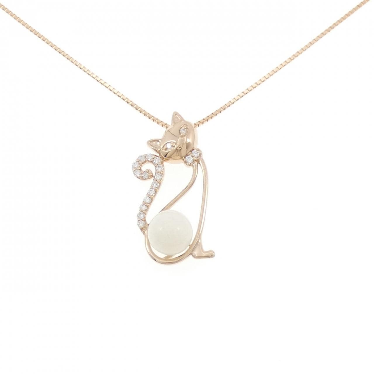 K18PG キャット サンゴ ネックレス 8.3mm