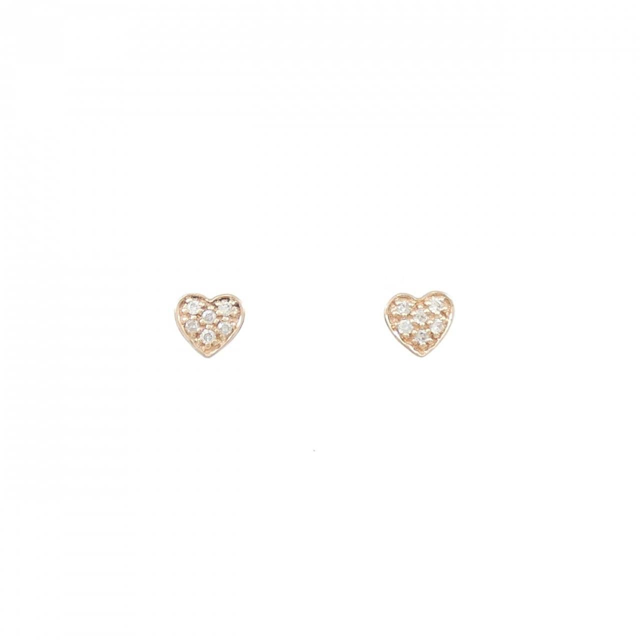 10KPG/K10PG ハート ダイヤモンド ピアス 0.06CT