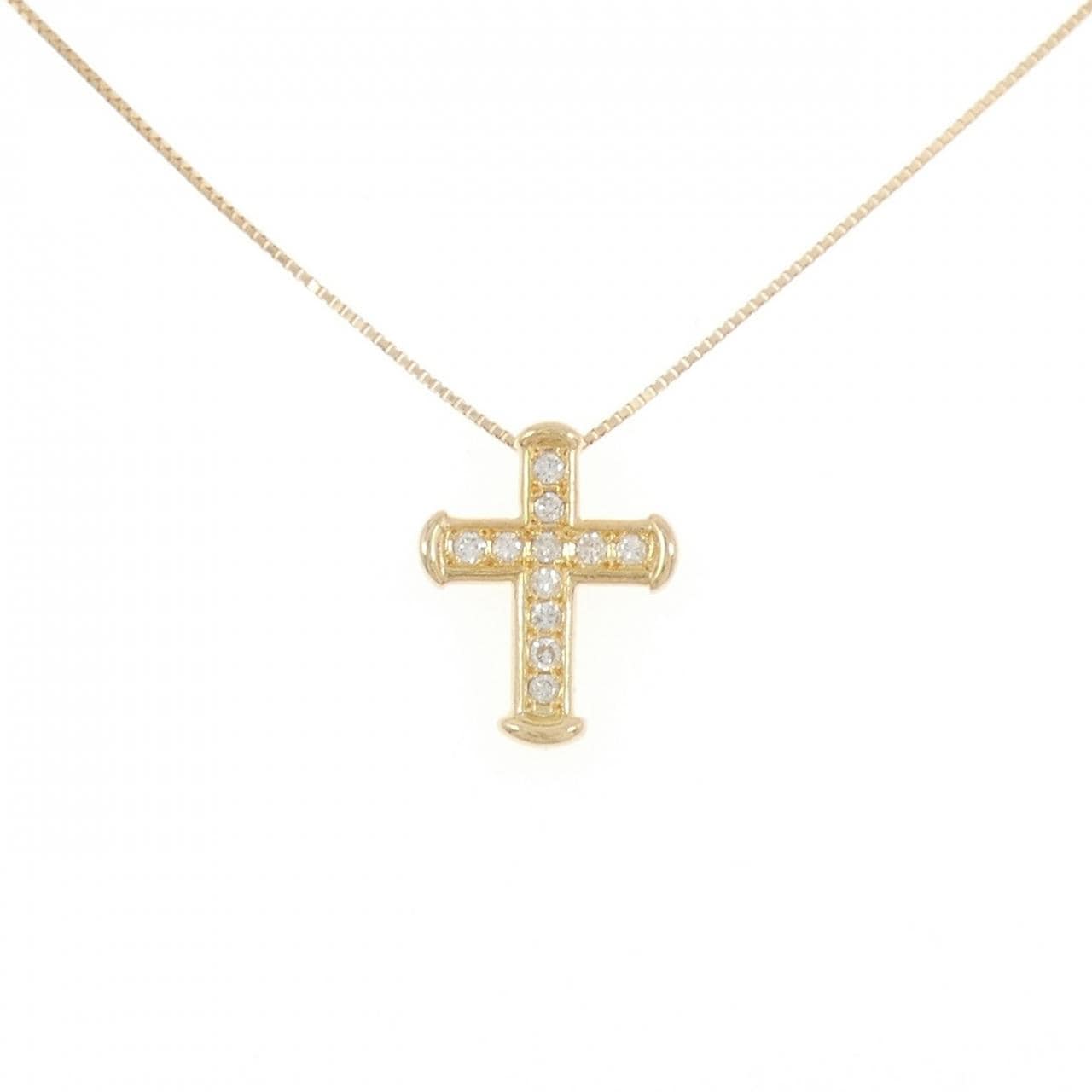 K18YG クロス ダイヤモンド ネックレス 0.15CT