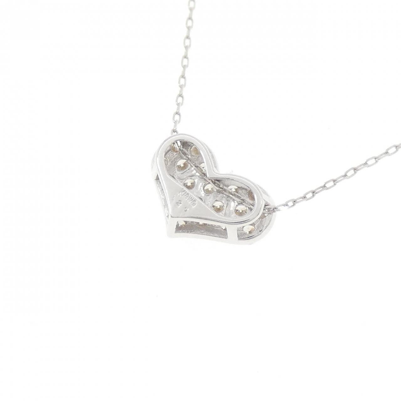 K18WG パヴェ ハート ダイヤモンド ネックレス 0.20CT