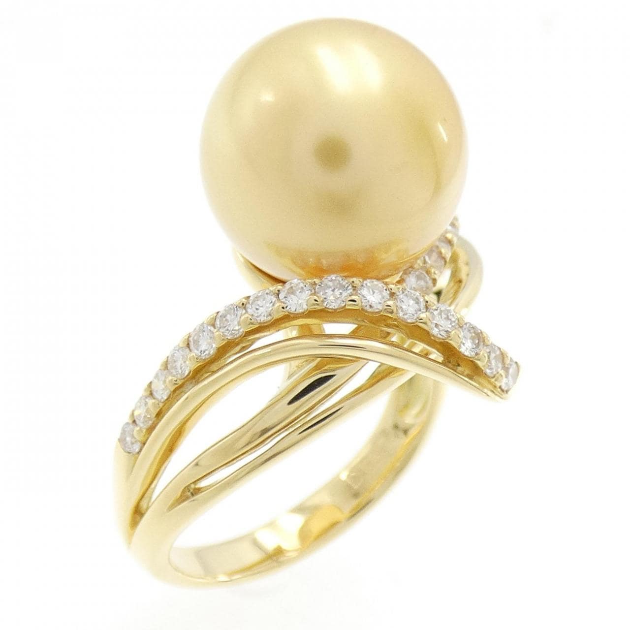 K18YG White Butterfly Pearl ring 12.3mm