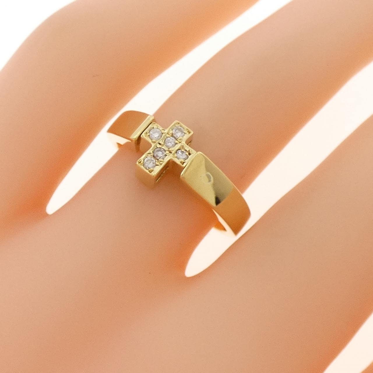 K18YG クロス ダイヤモンド リング 0.10CT