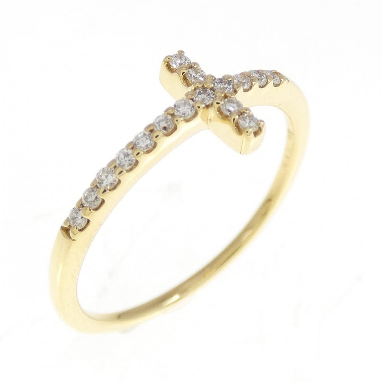 K18YG クロス ダイヤモンド リング 0.10CT