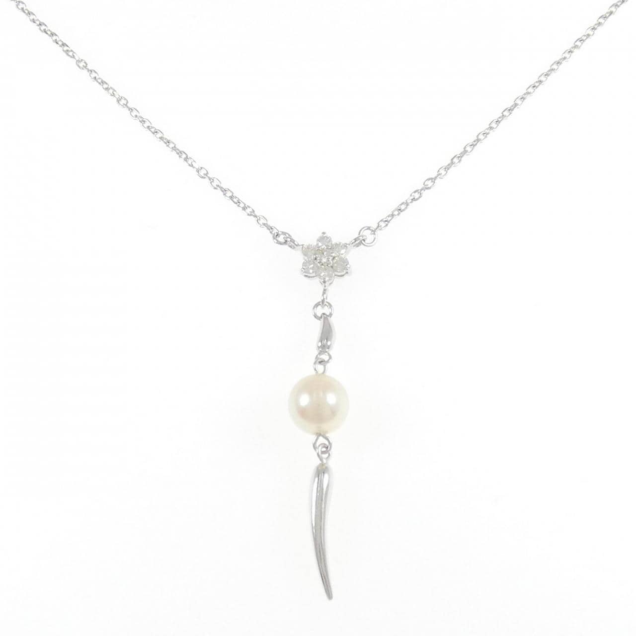 K18WG フラワー アコヤパール ネックレス 8.5mm