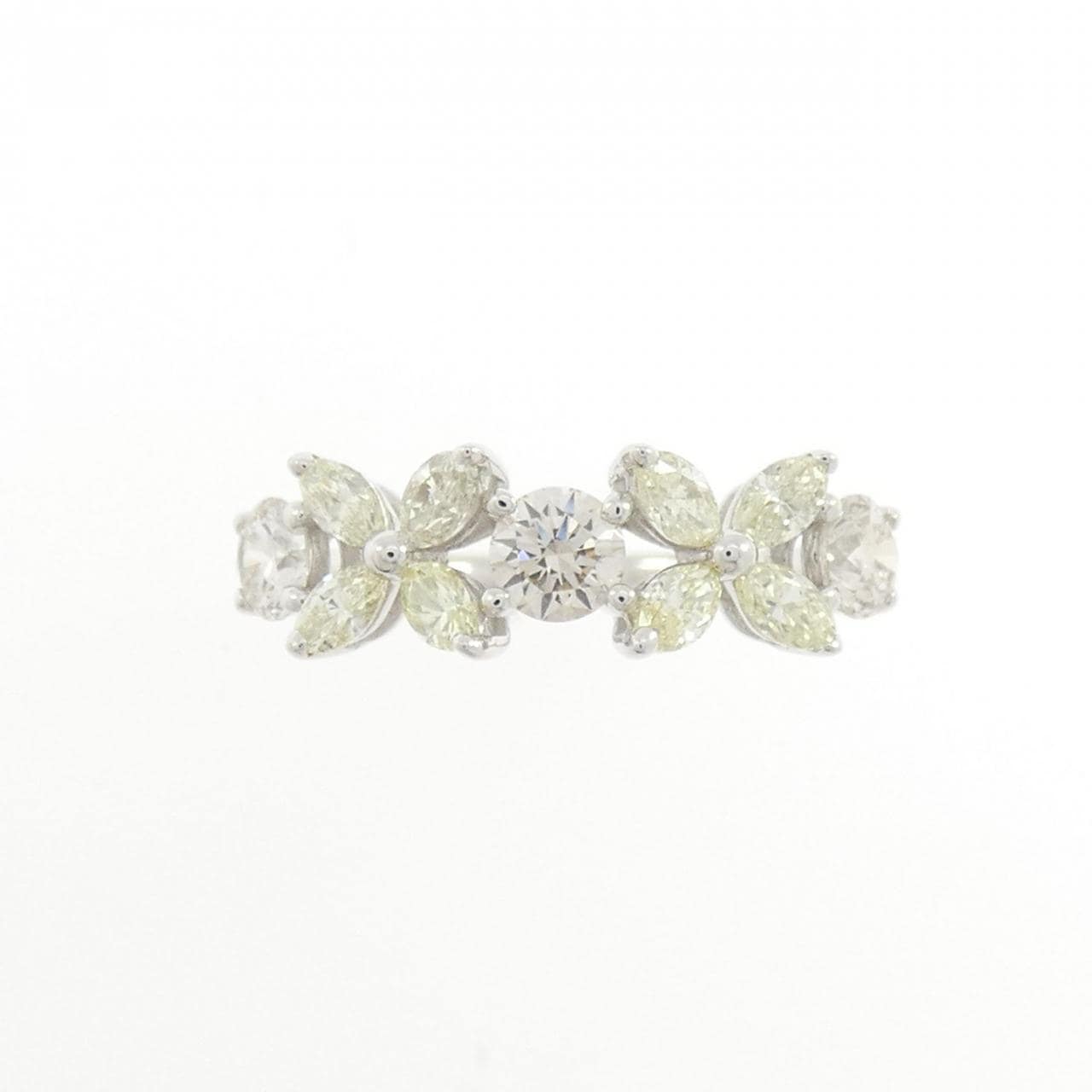 K18WG フラワー ダイヤモンド リング 1.00CT