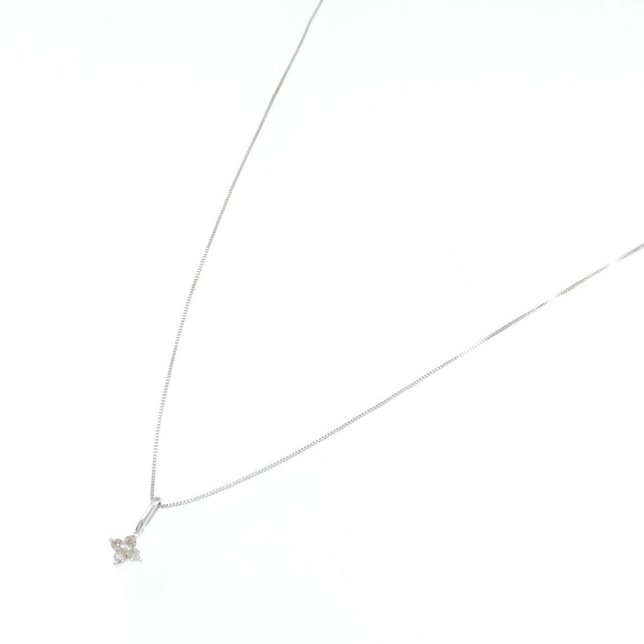 K10WG フラワー ダイヤモンド ネックレス 0.04CT