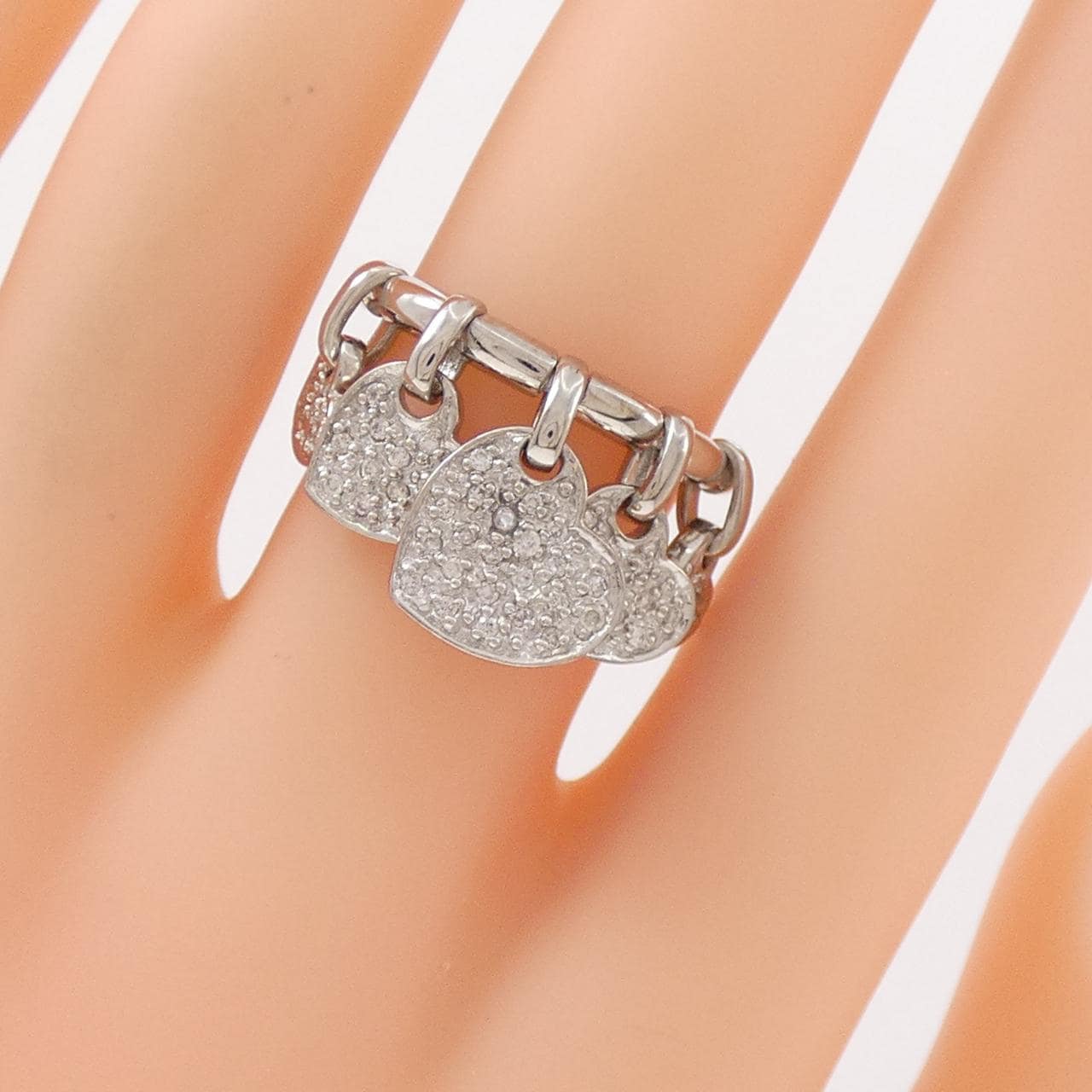 K18WG ハート パヴェ ダイヤモンド リング 0.30CT