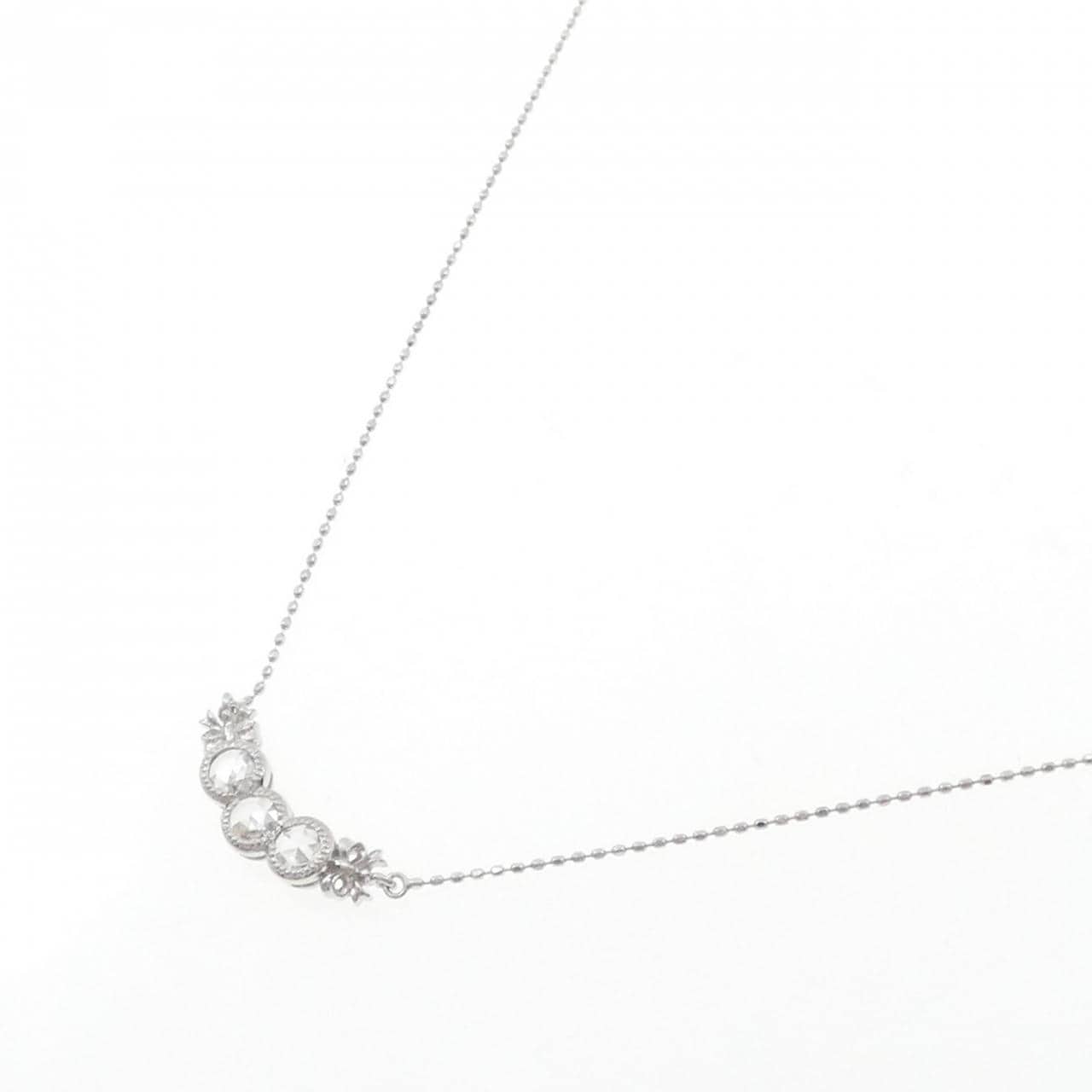 K18WG リボン ダイヤモンド ネックレス 0.30CT