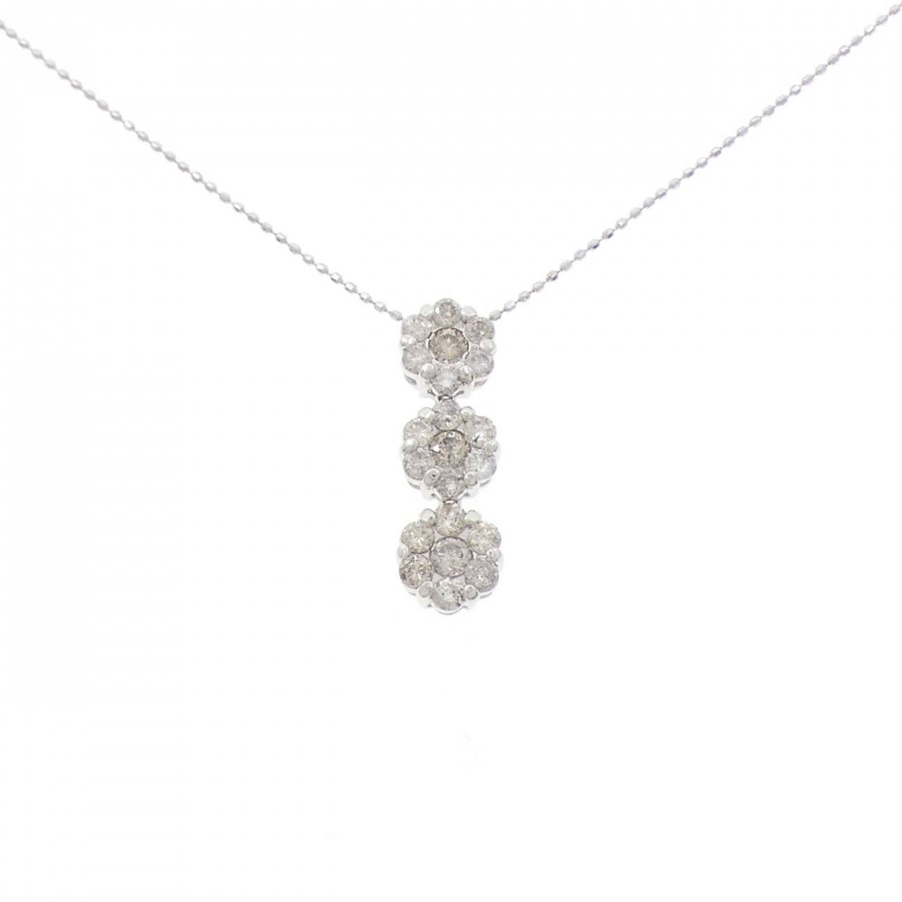 K14WG フラワー ダイヤモンド ネックレス 1.00CT