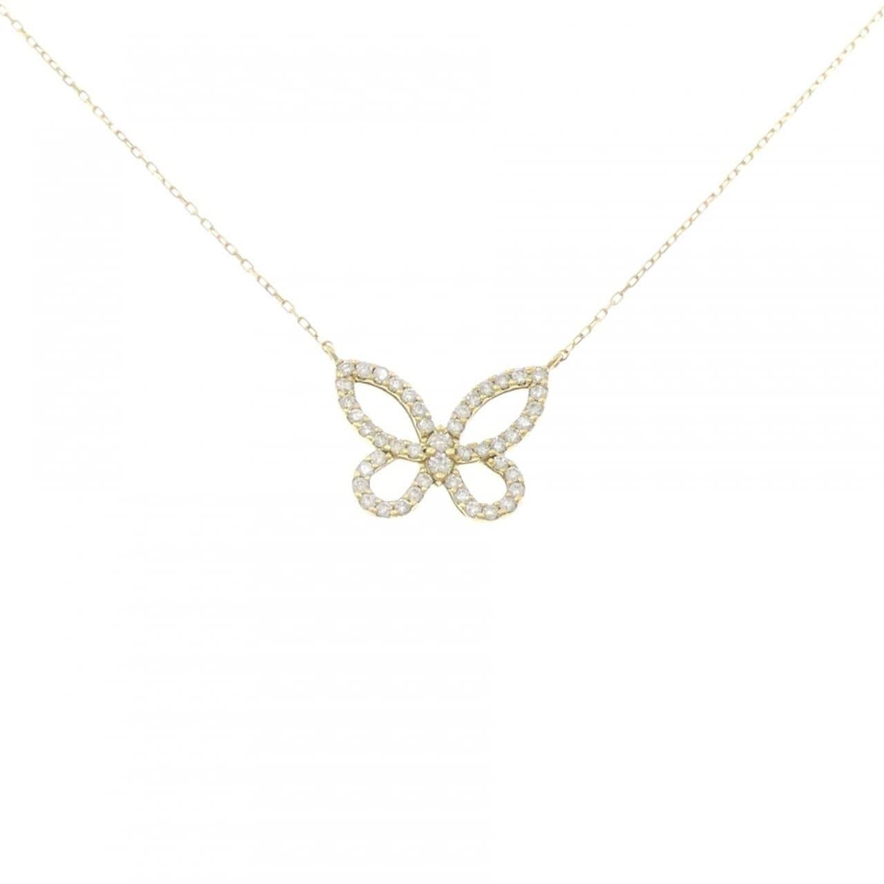 K18YG バタフライ ダイヤモンド ネックレス 0.50CT
