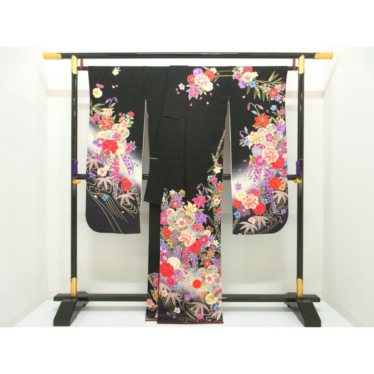 振袖　友禅金彩加工　刺繍入りボカシ染