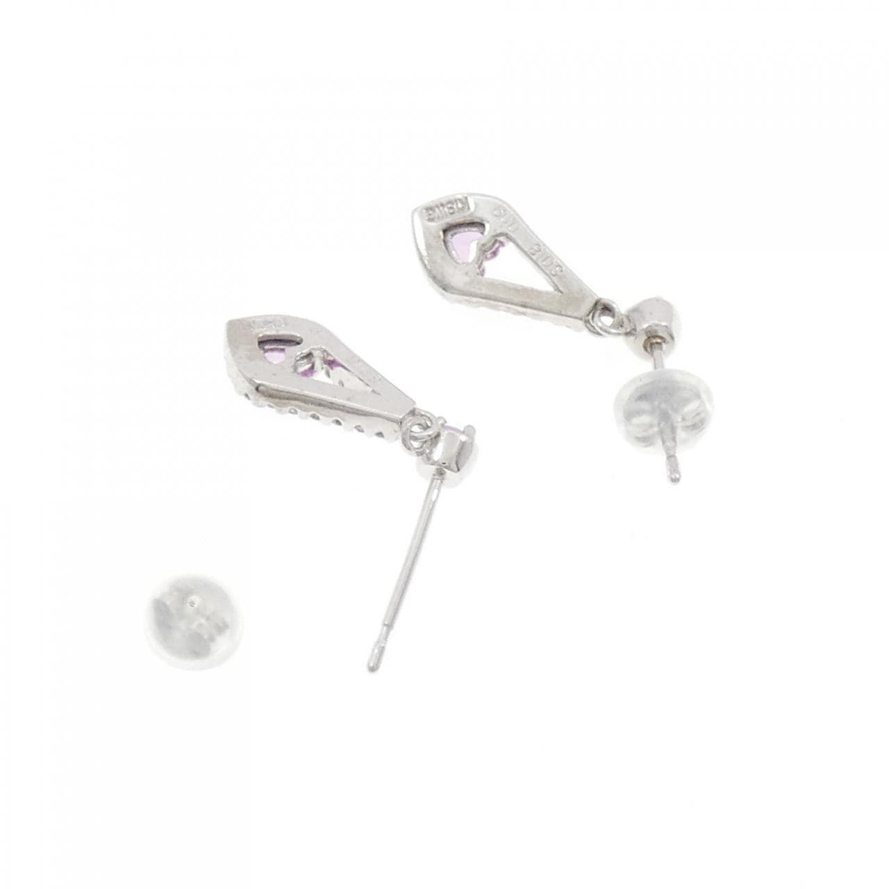 K18WG/K14WG ハート サファイヤ ピアス 0.36CT