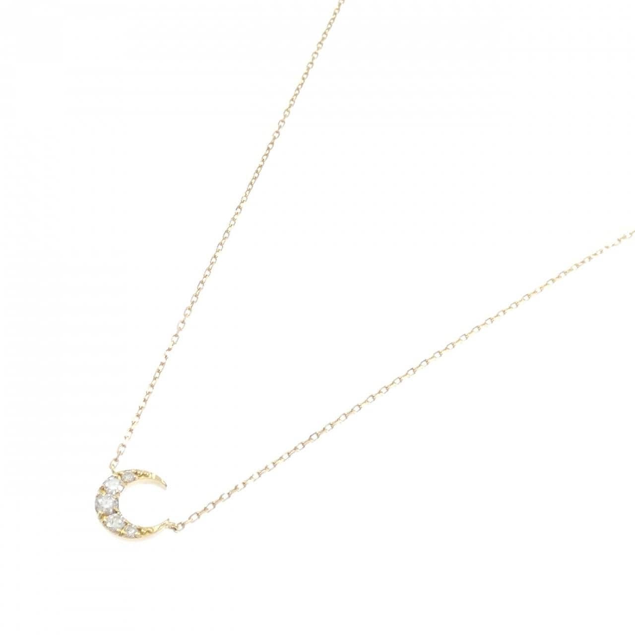 K18YG Moon Diamond Necklace 0.15CT