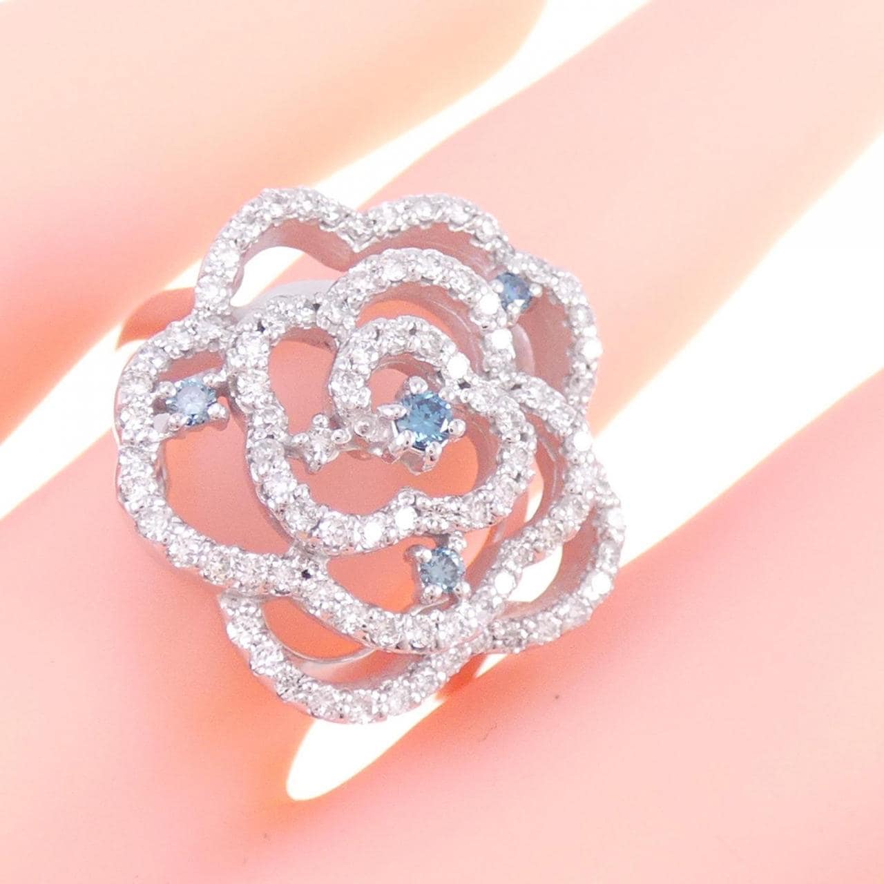 K18WG rose Diamond ring 0.09CT