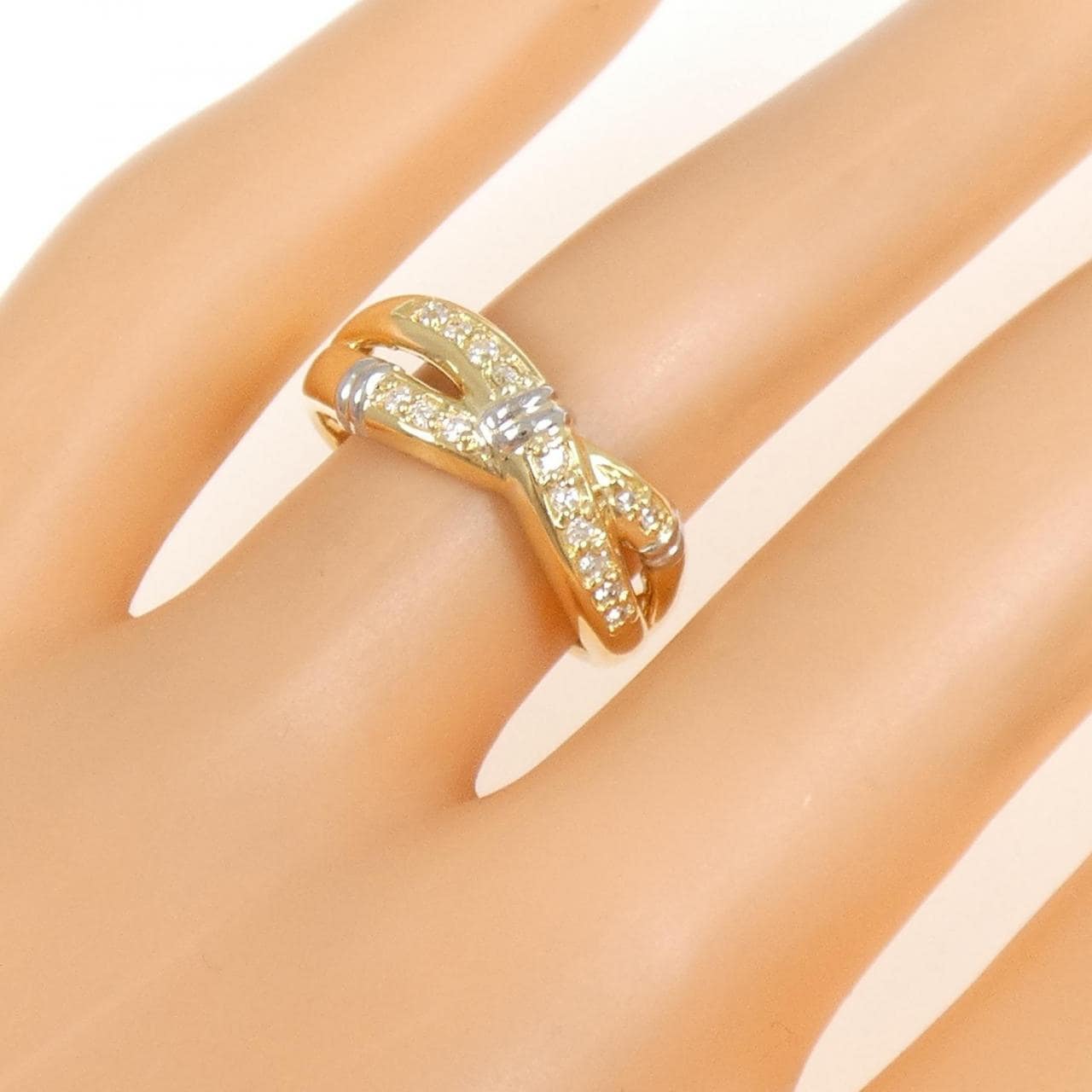 K18YG/PT900 ダイヤモンド リング 0.15CT