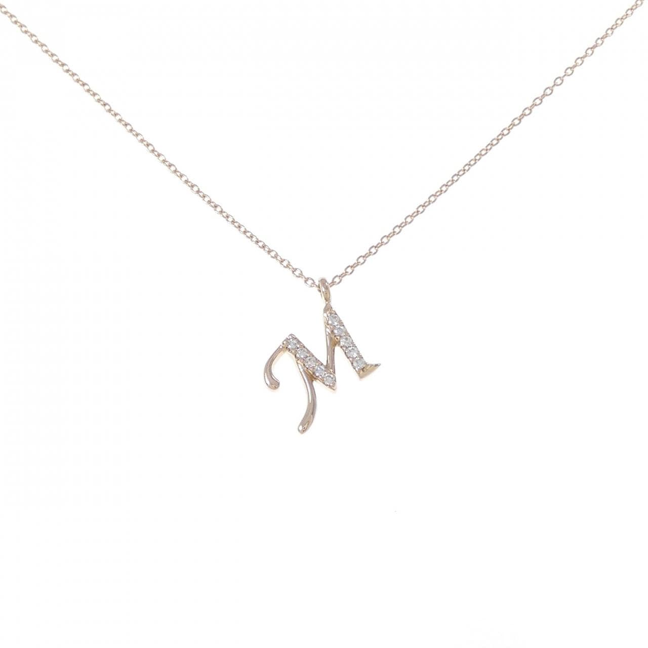K18PG イニシャルM ダイヤモンド ネックレス 0.06CT