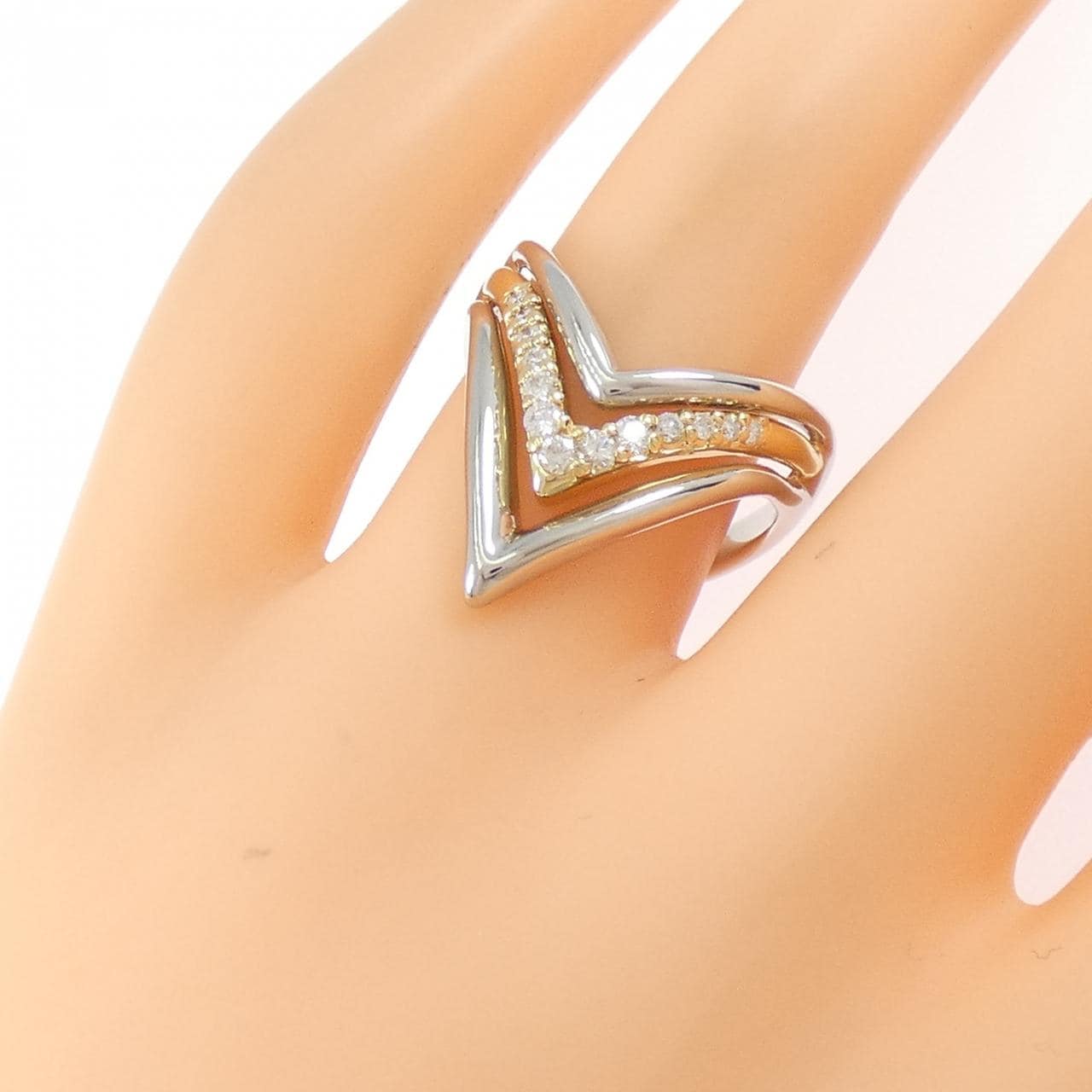 K18YG/PT900 ダイヤモンド リング 0.20CT