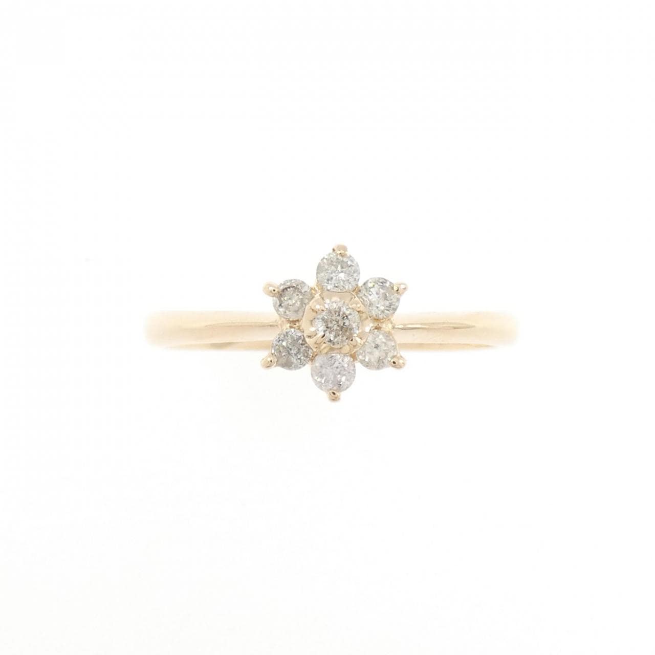 K14PG フラワー ダイヤモンド リング 0.20CT